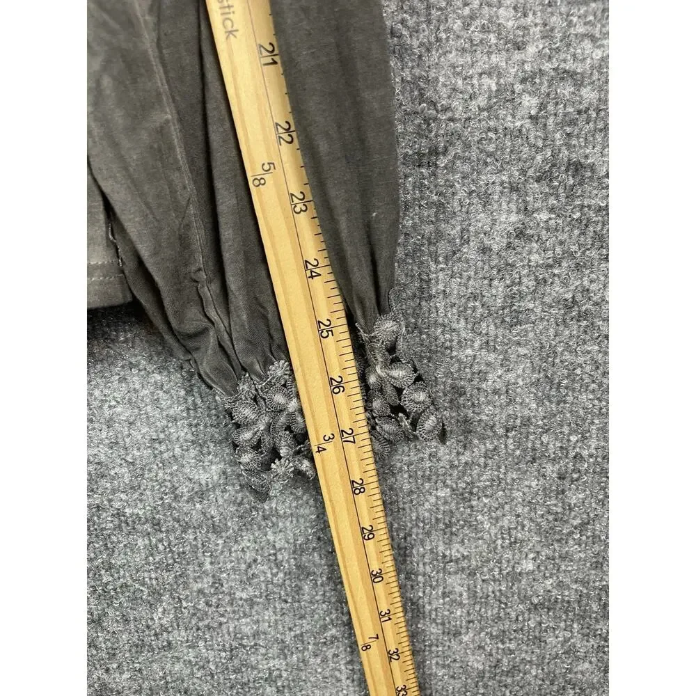 POL Embroidered Lace Trim Blouse Oversize Long-Sleeve lace Cuffs Charol Gray L - Picture 12 of 13